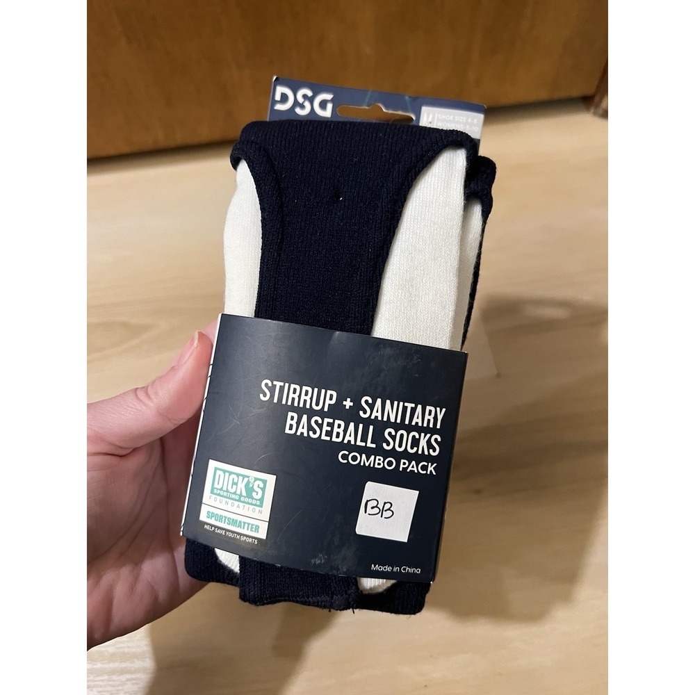 DSG Stirrup + Sanitary Baseball Socks‎ Navy and White Size Medium Unisex New - Picture 4 of 4